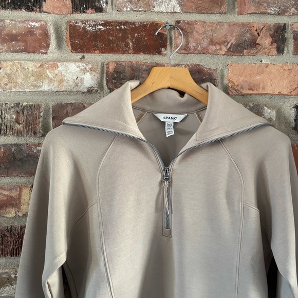 Spanx Tan AirEssentials Half Zip Pullover Sweatshirt, XS - Picture 3 of 5